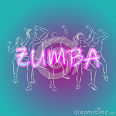 Zumba dancers illustration . Zumba, Zumba dancers, fitness, dancer, vector sketch illustration Cartoon Illustration