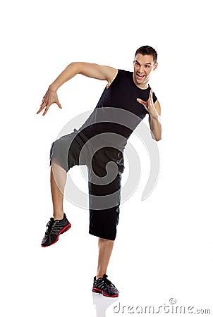 Zumba fitness man dancing Stock Photo