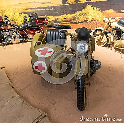 Zundapp KS 650 1940 with sidecar motorcycle at the exhibition in the King Abdullah II car museum in Amman, the capital of Jordan Editorial Stock Photo