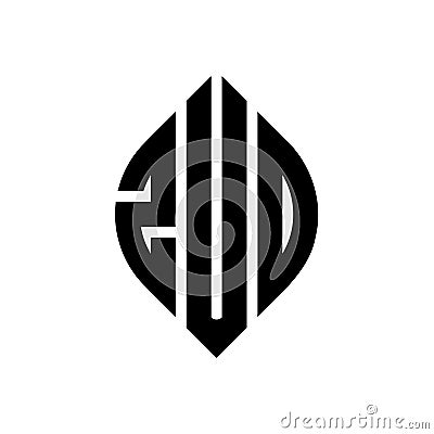 ZUO circle letter logo design with circle and ellipse shape. ZUO ellipse letters with typographic style. The three initials form a Vector Illustration
