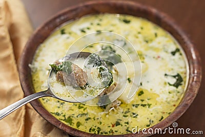 Zuppa Toscana Sausage and Kale Soup Stock Photo