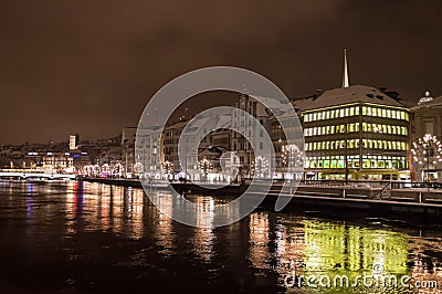 Zurich at night Editorial Stock Photo