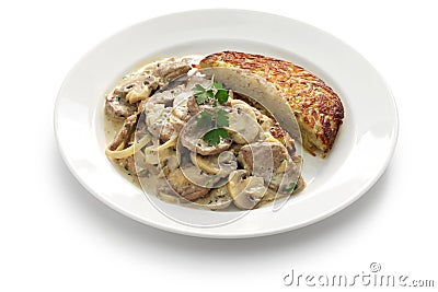 Zurich style veal stew and rosti potato Stock Photo