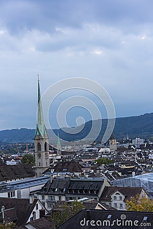 Zurich, Switzerland City Panorama at evening sunset Stock Photo