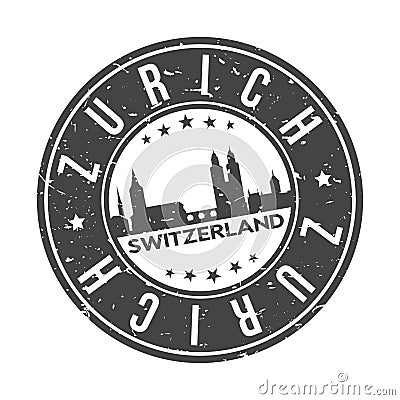 Zurich Switzerland Europe Stamp Logo Icon Symbol Design Skyline City. Vector Illustration