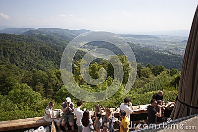 Naturklang Techno Party at the Uto Kulm. Uetliberg Editorial Stock Photo