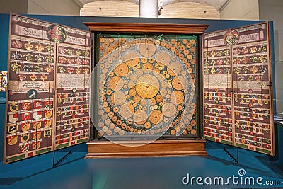 Organizational Chart of Zurich Municipal Regime in 1657 with guilds and coats of arms at Swiss National Museum - Zurich, Editorial Stock Photo