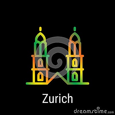 Zurich, Switzerland Vector Line Icon Vector Illustration