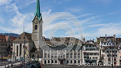 ZURICH, SWITZERLAND View of historic Zurich city center, Limmat river and Zurich lake, Switzerland. Zurich is a leading global cit Editorial Stock Photo