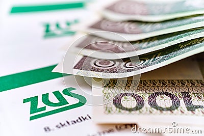 ZUS. Polish national insurance contribution Editorial Stock Photo