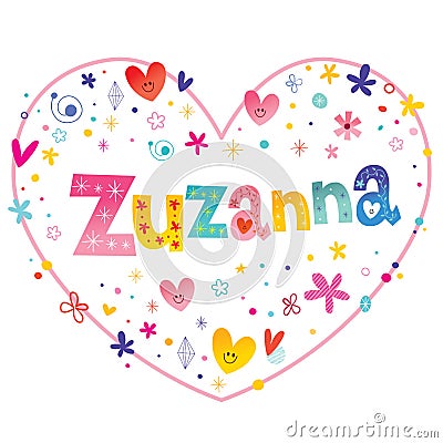 Zuzanna girls name Vector Illustration