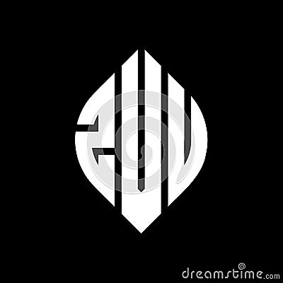 ZVU circle letter logo design with circle and ellipse shape. ZVU ellipse letters with typographic style. The three initials form a Vector Illustration