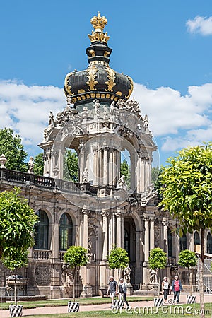 The Zwinger, a palatial complex in the baroque style in Dresden, Germany. The most famous architectural landmark of Dresden. Editorial Stock Photo