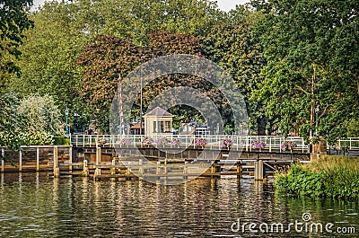 Pedestrian bridge in the golden hour Editorial Stock Photo