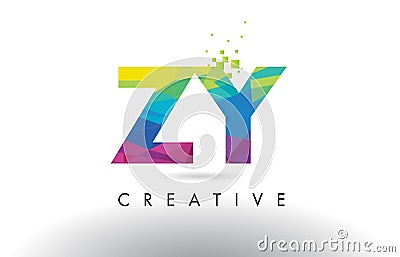 ZY Z Y Colorful Letter Origami Triangles Design Vector. Vector Illustration