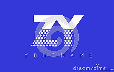 ZY Z Y Dotted Letter Logo Design with Blue Background. Vector Illustration