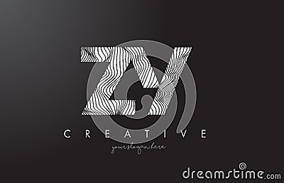 ZY Z Y Letter Logo with Zebra Lines Texture Design Vector. Vector Illustration