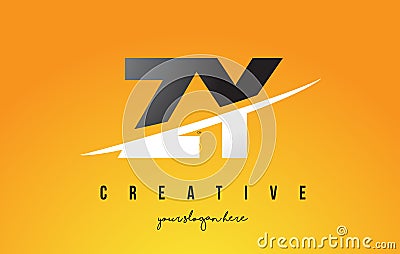 ZY Z Y Letter Modern Logo Design with Yellow Background and Swoosh. Vector Illustration