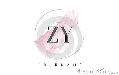ZY Z Y Watercolor Letter Logo Design with Circular Brush Pattern Vector Illustration