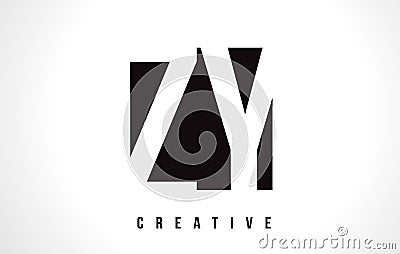 ZY Z Y White Letter Logo Design with Black Square. Vector Illustration