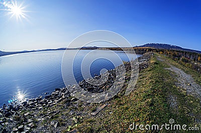 Zyuratkul lake in the Ural Mountains, Golden autumn, Russia Stock Photo