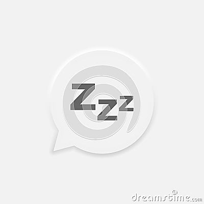 Zzz sleeping night vector icon in trendy neumorphic style. Sleep symbol button for app interface. Vector EPS 10 Vector Illustration