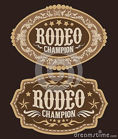 Rodeo Champion Cowboy belt buckle vector design Vector Illustration