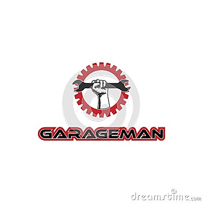 Hand Hold Wrench Gear Car Auto Garage Custom Service Logo Design Vector Illustration