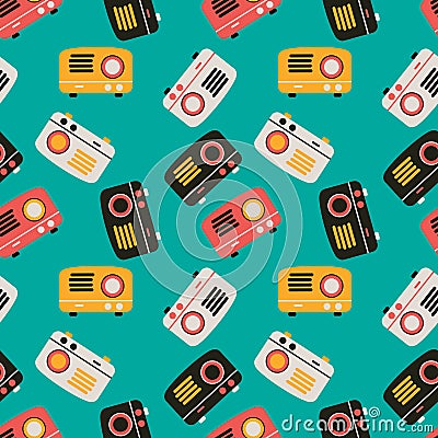 Seamless pattern background retro radio. Flat design. Vector Illustration