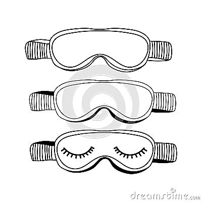 Set of cartoon doodle sleeping mask icon. Vector Illustration
