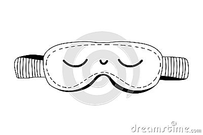 Cartoon doodle sleeping mask with closed eyes icon. Vector Illustration