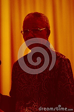 ZÃ¼rich-City: Portrait of Nelson Mandela on his first state visit to Switzerland in 1994 Editorial Stock Photo