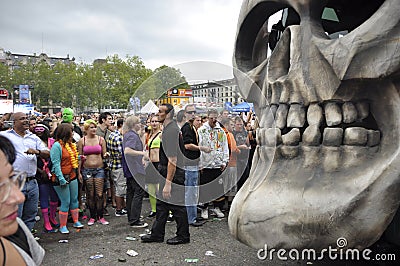 ZÃ¼rich`s Streetparade: Love mobil front-decoration at the Techn Editorial Stock Photo