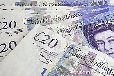 Â£20 Notes from England Editorial Stock Photo