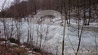 Ã‰gervÃ¶lgy frozen lake Stock Photo