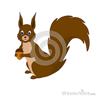 The squirrel with the acorn in his paws Cartoon Illustration