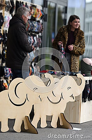 A baby-elephant to show the 1-Meter-Distance in the corona-crisis Editorial Stock Photo