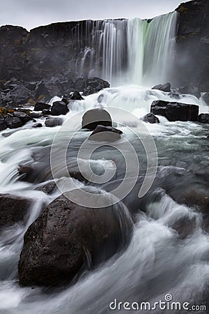 The Ã–xarÃ¡rfoss falls Stock Photo