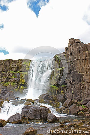 Ã–xarÃ¡rfoss waterfall in iceland Stock Photo