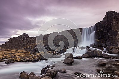 Ã–xarÃ¡rfoss waterfall in Thingvellir N.P. Iceland Stock Photo