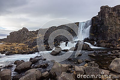 Ã–xarÃ¡rfoss waterfall in Thingvellir N.P. Iceland Stock Photo