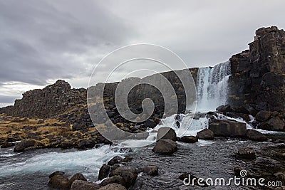 Ã–xarÃ¡rfoss waterfall in Thingvellir N.P. Iceland Stock Photo