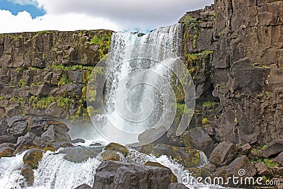 Ã–xarÃ¡rfoss waterfall in the thingvellir national park Stock Photo