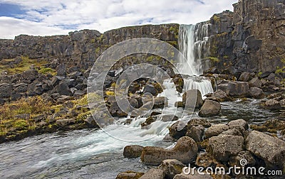 Ã–xarÃ¡rfoss waterfall Stock Photo