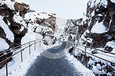 Thingvellir National Park or better known as Iceland pingvellir National Park during winter Stock Photo