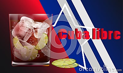 legendary cocktail Cuba Libre Vector Illustration