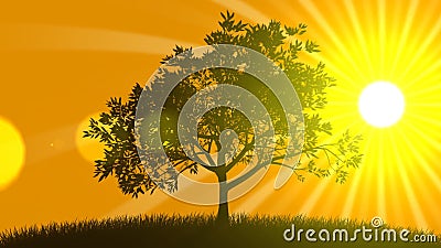 Árbol creciente con salida del sol libre illustration Árbol creciente con salida del sol libre illustration