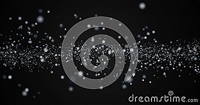 Éclat léger argenté de Noël entrant dans le bokeh de particules d'horizon loopable sur le fond noir, salutation de félicitat illustration stock Éclat léger argenté de Noël entrant dans le bokeh de particules d'horizon loopable sur le fond noir, salutation de félicitat illustration stock