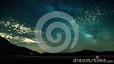 Étoiles de ciel nocturne de Timelapse et manière laiteuse sur le fond de montagnes banque de vidéos Étoiles de ciel nocturne de Timelapse et manière laiteuse sur le fond de montagnes banque de vidéos