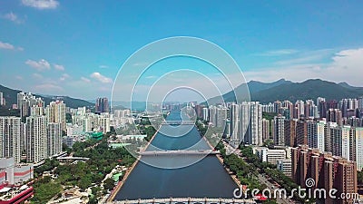 Εναέρια άποψη panarama σχετικά με Shatin, Tai Wai, ποταμός της Shing Mun Πριν από τον τυφώνα Mangkhut ελάτε στο Χονγκ Κονγκ απόθεμα βίντεο Εναέρια άποψη panarama σχετικά με Shatin, Tai Wai, ποταμός της Shing Mun Πριν από τον τυφώνα Mangkhut ελάτε στο Χονγκ Κονγκ απόθεμα βίντεο